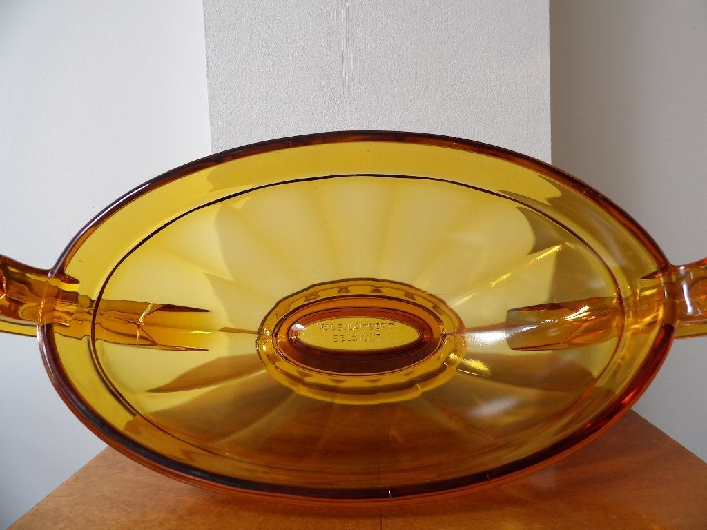 Art Deco Coupes Val St Lambert, Noemie amber, Ophalen of Verzenden