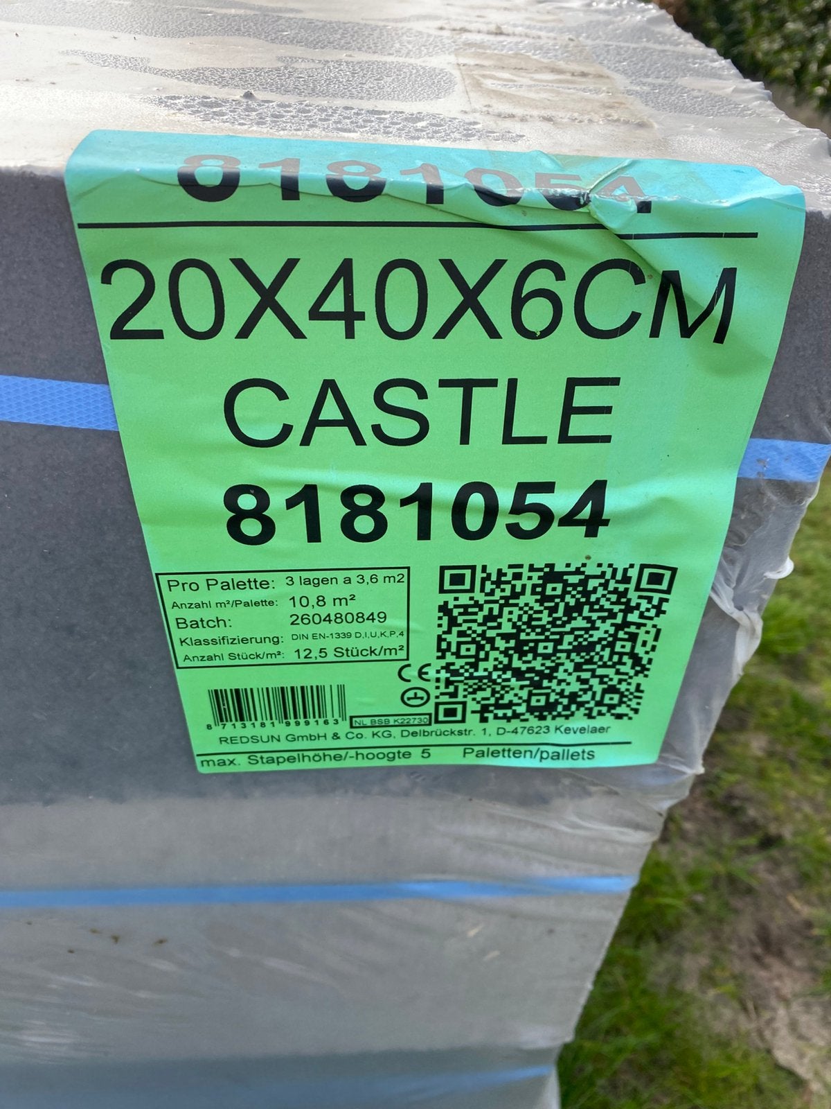 Tegels castle 40X20 6cm dik 18m2, Ophalen, Zo goed als nieuw, Beton, Terrastegels