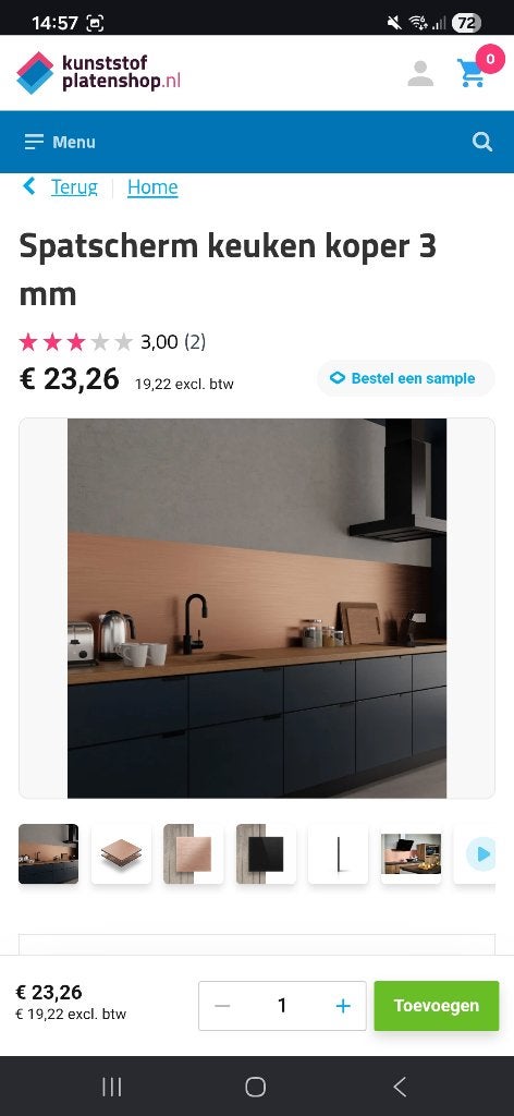 Achterwand keuken koper, Ophalen, Overige typen, Nieuw, Overige kleuren