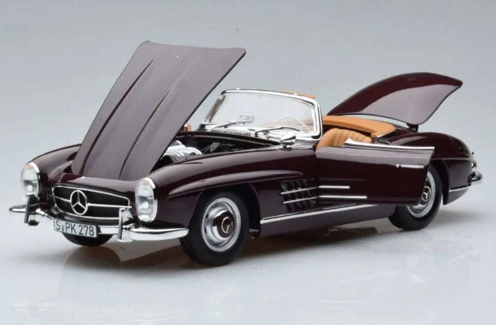 Mercedes Benz 300 SL Roadster 1957 Rood 1/18 NOREV 183891, Ophalen of Verzenden, Nieuw, Auto, Norev