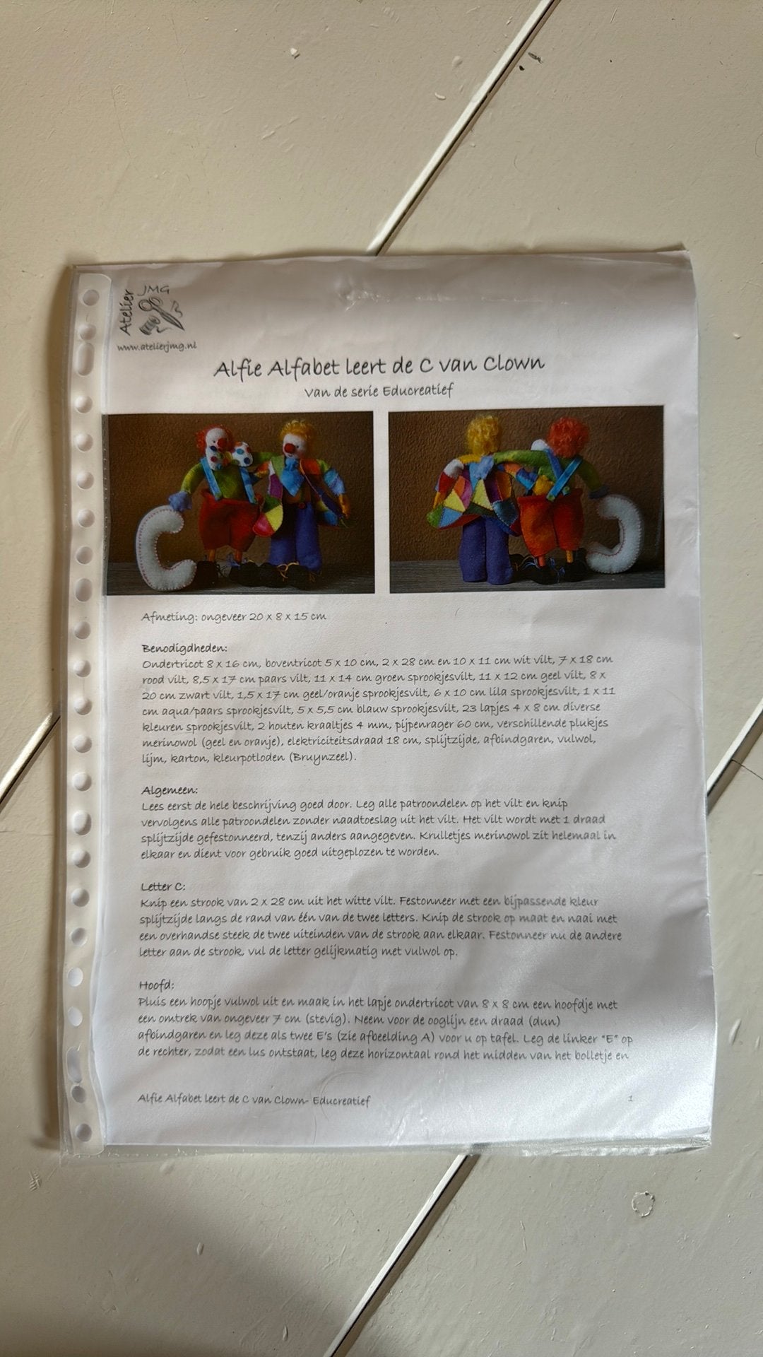 Alfie Alfabet leert de C van Clown - Knutselset, Overige thema's, Textiel, Nieuw, Ophalen of Verzenden