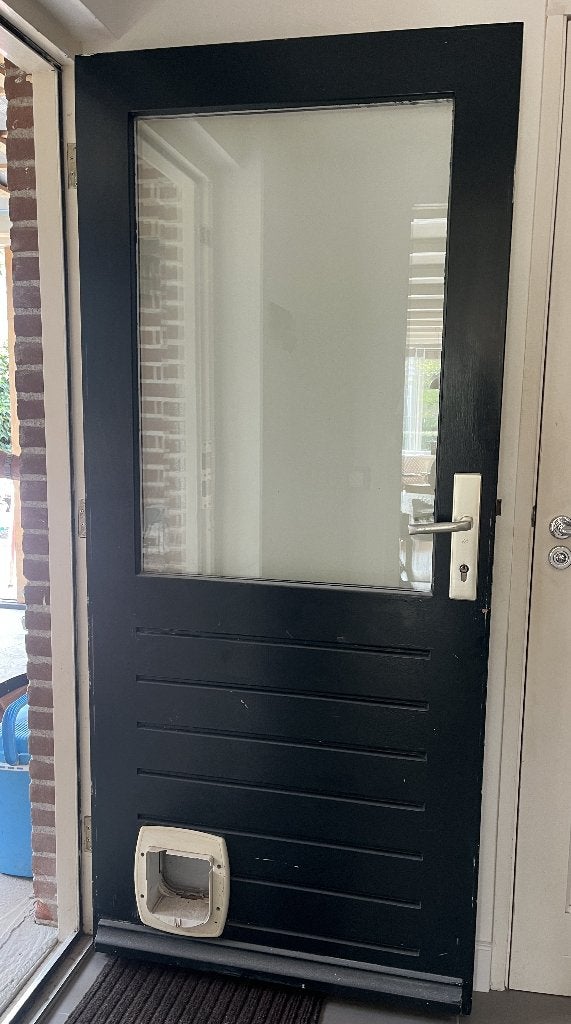 Houten buitendeur / achterdeur met glas – 194 x 88 cm, Ophalen, Gebruikt, 80 tot 100 cm, Buitendeur