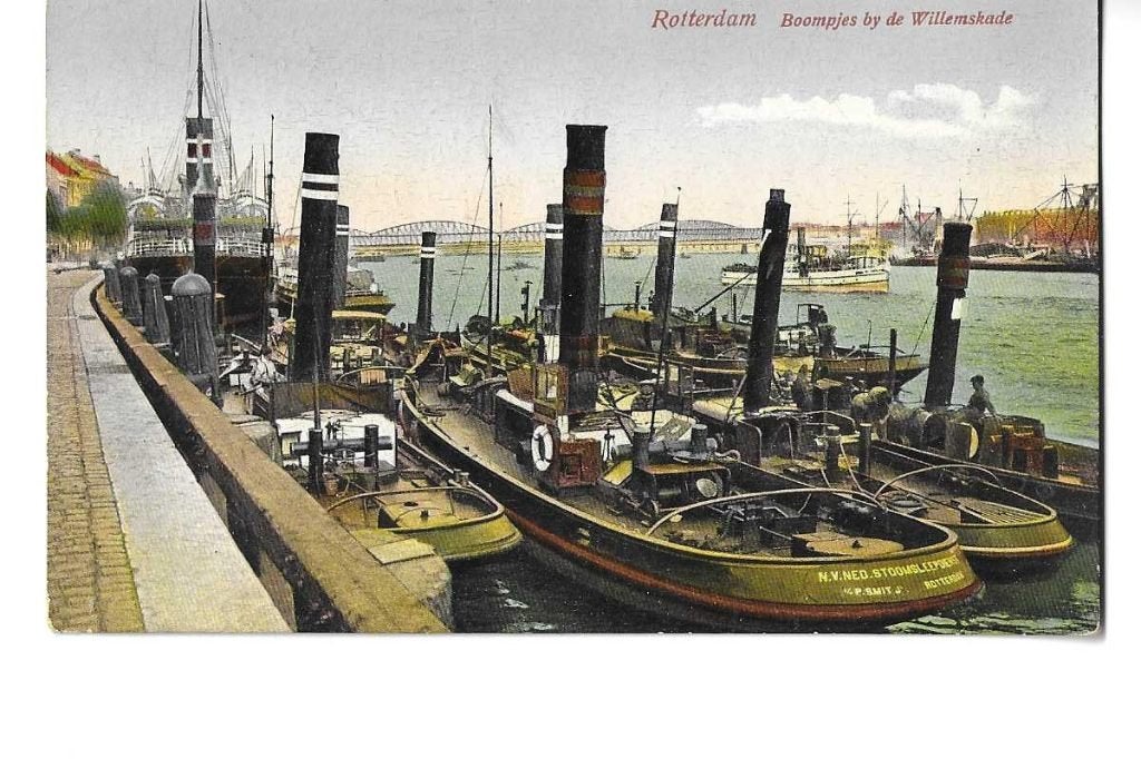 rotterdam  sleepboten smit  boompjes  uitg klh  binnenvaart, Verzenden, 1920 tot 1940, Ongelopen, Zuid-Holland