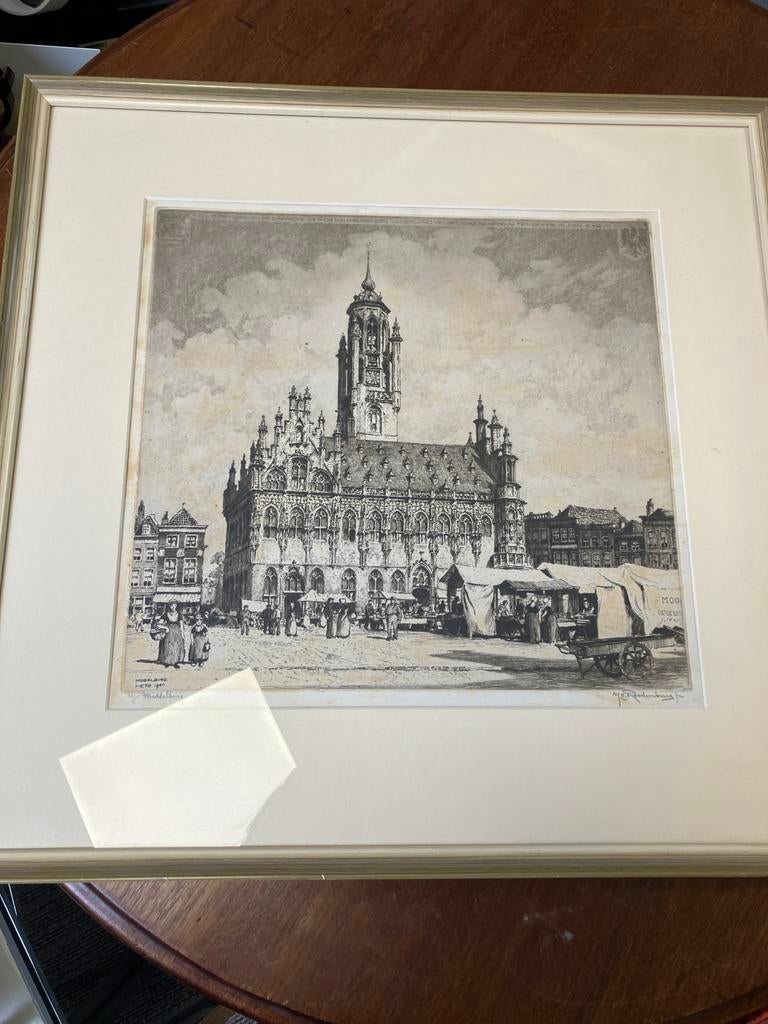 Ets Stadsgezicht Middelburg door H.E. Roodenburg, Ophalen