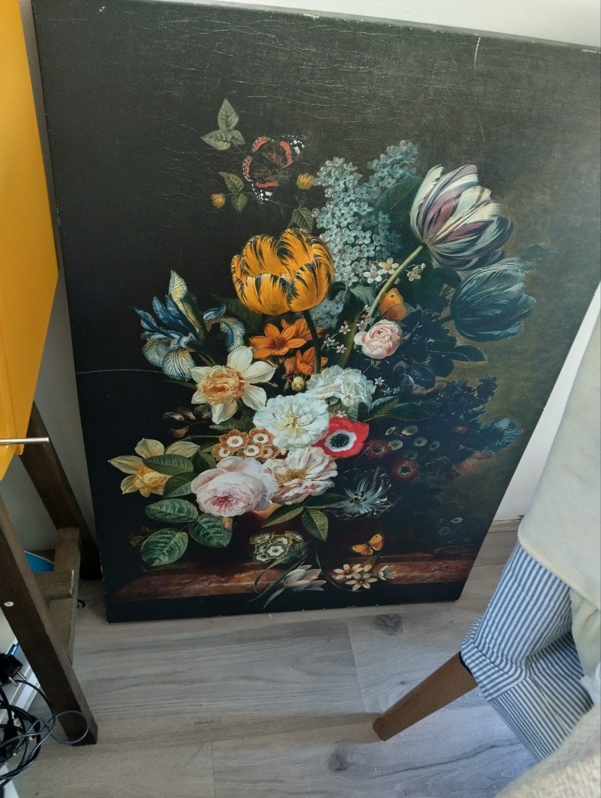 Canvas met bloemen, Ophalen
