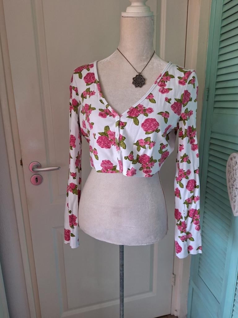 Esprit Bolero Vestje met bloemenprint, Maat 38/40 (M), Wit, Ophalen of Verzenden, Zo goed als nieuw