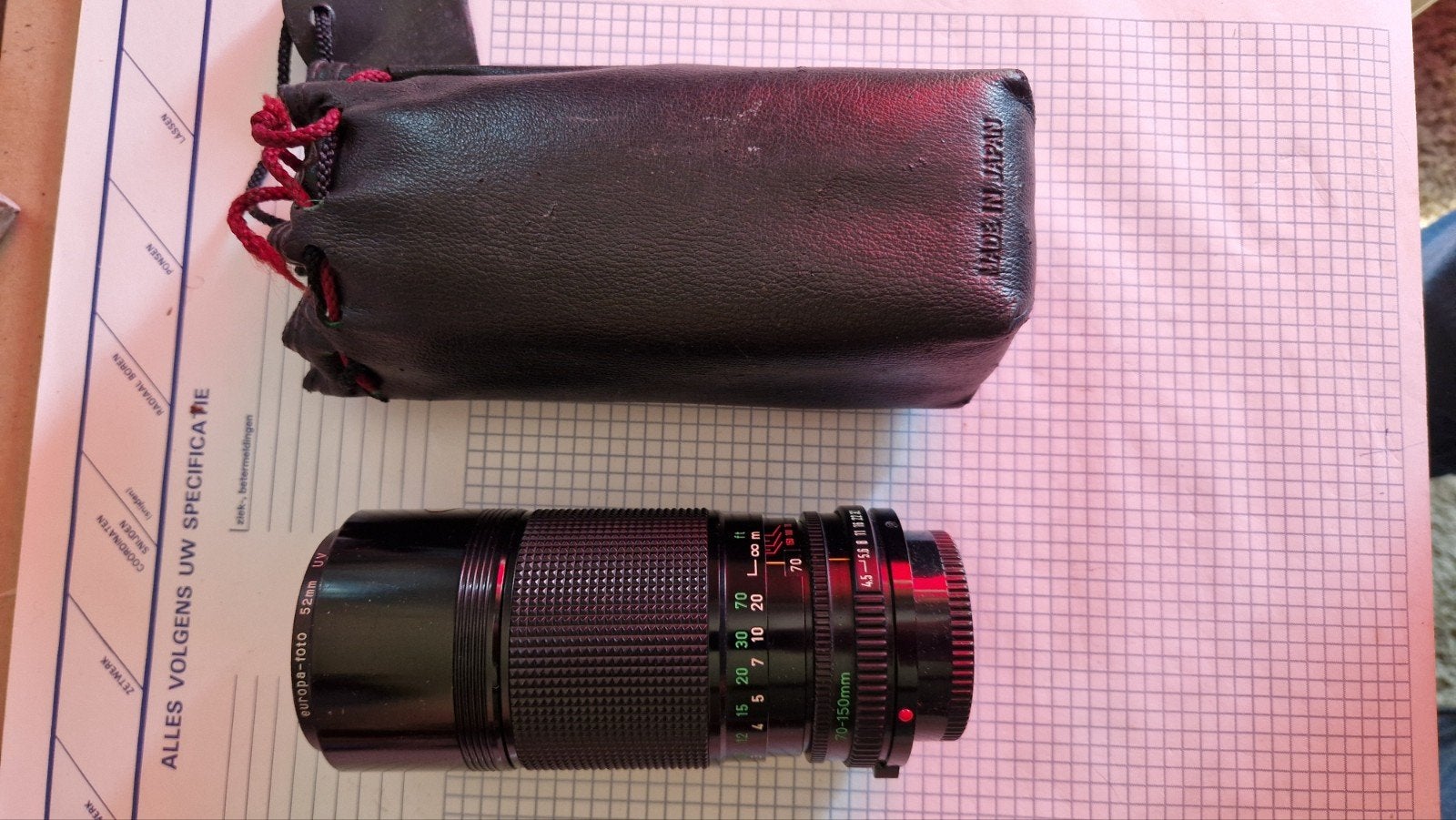 Canon Zoom Lens FD 70-150mm 1:4.5 met Europa-Foto 52mm UV, Gebruikt, Canon, Canon FD, Beschermhoes/tas