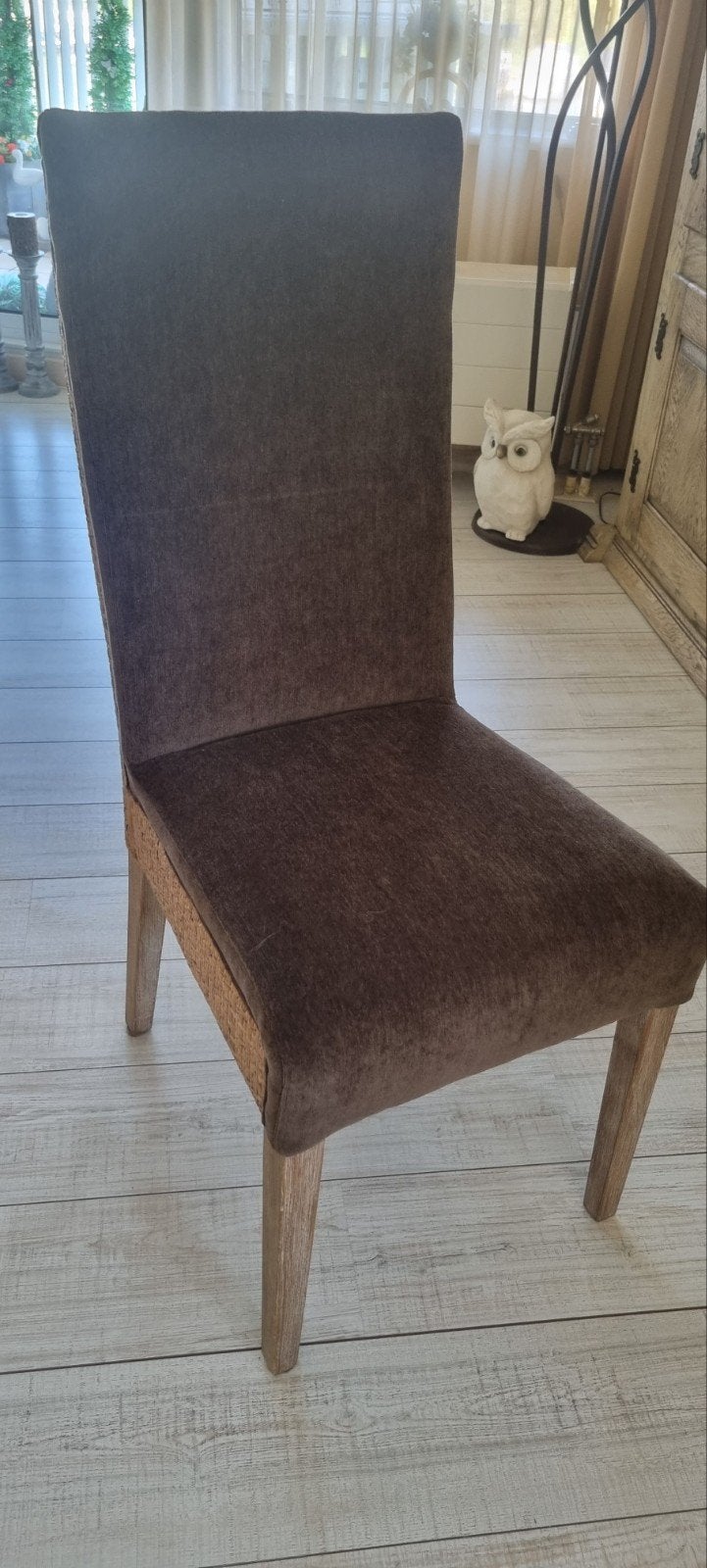 Chiara Loom eetkamerstoelen - 6 stuks, Huis en Inrichting, Stoelen, Ophalen, Bruin, Zo goed als nieuw, Vijf, Zes of meer stoelen
