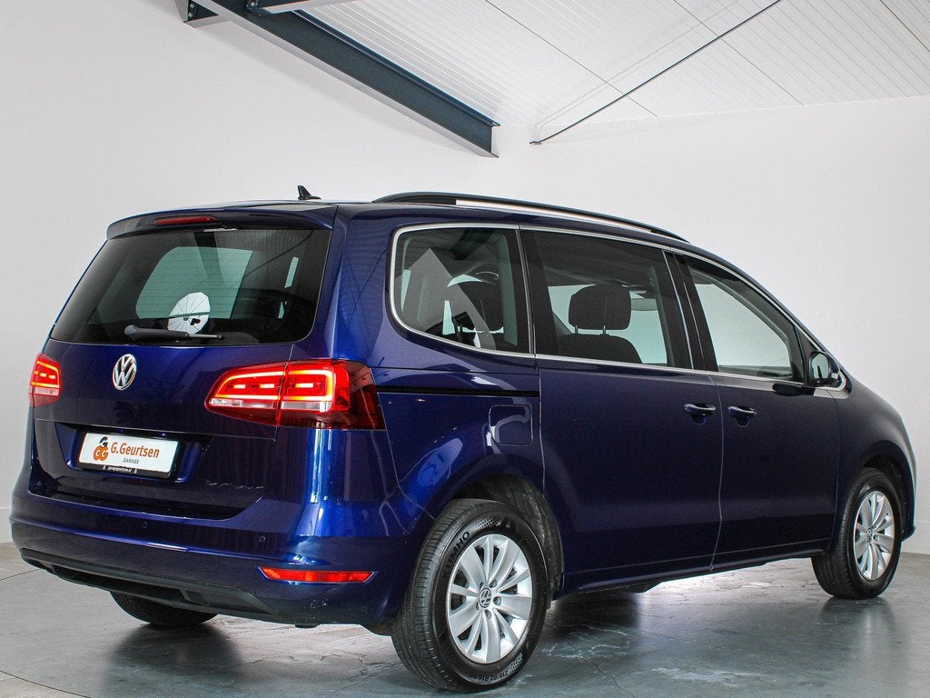 Volkswagen Sharan 1.4 TSI Exclusive Series 7-Persoons Naviga, Auto's, Volkswagen, Stof, 4 cilinders, 150 pk, Blauw