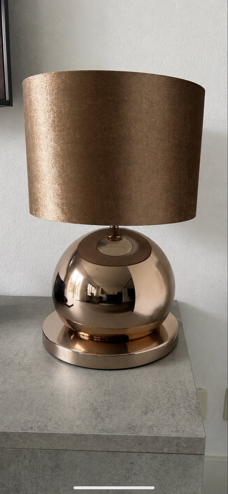 Bol lamp Erik Kuster stijl - Hoogte 49cm, Breedte 33cm, Gebruikt, Goud, Ophalen of Verzenden, Sfeerlamp