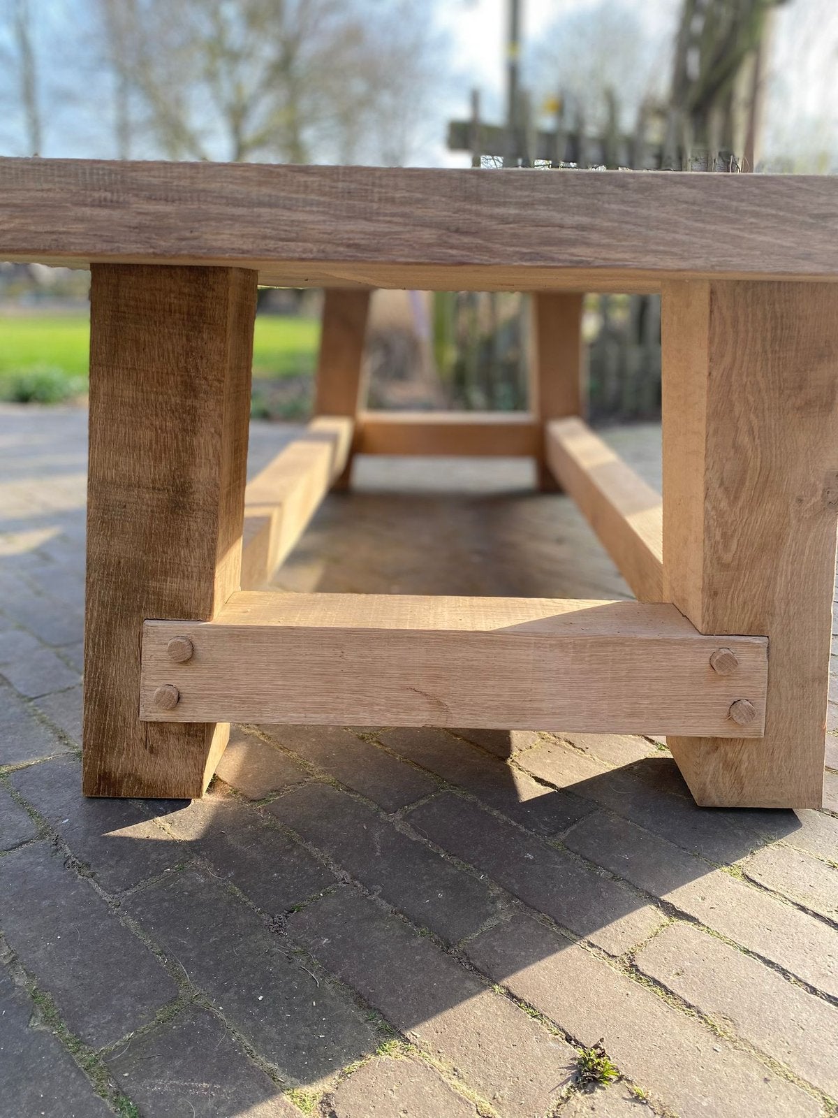 Landelijke Eikenhouten Salontafel, Huis en Inrichting, Ophalen, 100 tot 150 cm, Eikenhout, Nieuw