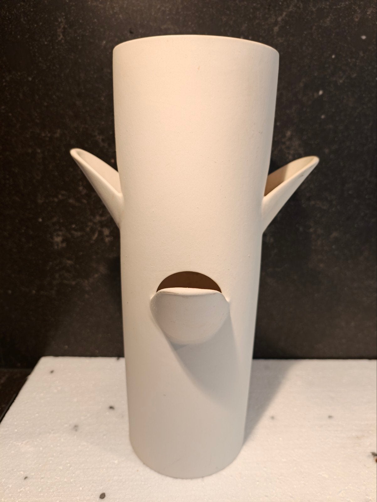 IKEA PS STOCK vaas - Wit keramiek, uniek design, Huis en Inrichting, Woonaccessoires | Vazen, Gebruikt, Met patroon/structuur