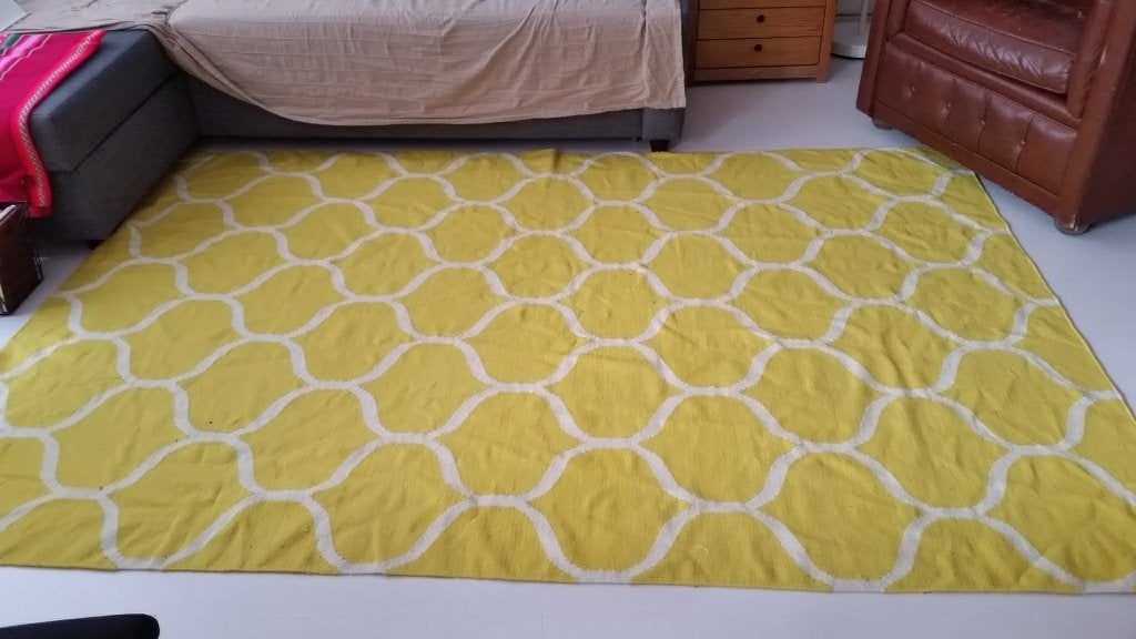 vloerkleed, Gebruikt, Geel, 200 cm of meer, Ophalen of Verzenden