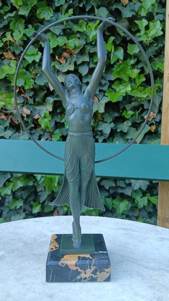 Antiek C. Charles Bayadere van Max Le Verrier, Art deco, Ophalen of Verzenden, Beeld, Groen