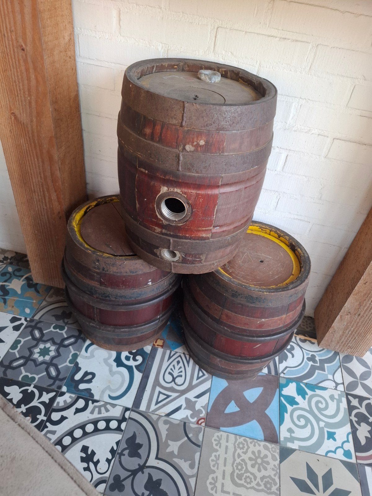 Vintage houten biervaten - decoratie, Antiek en Kunst, Ophalen