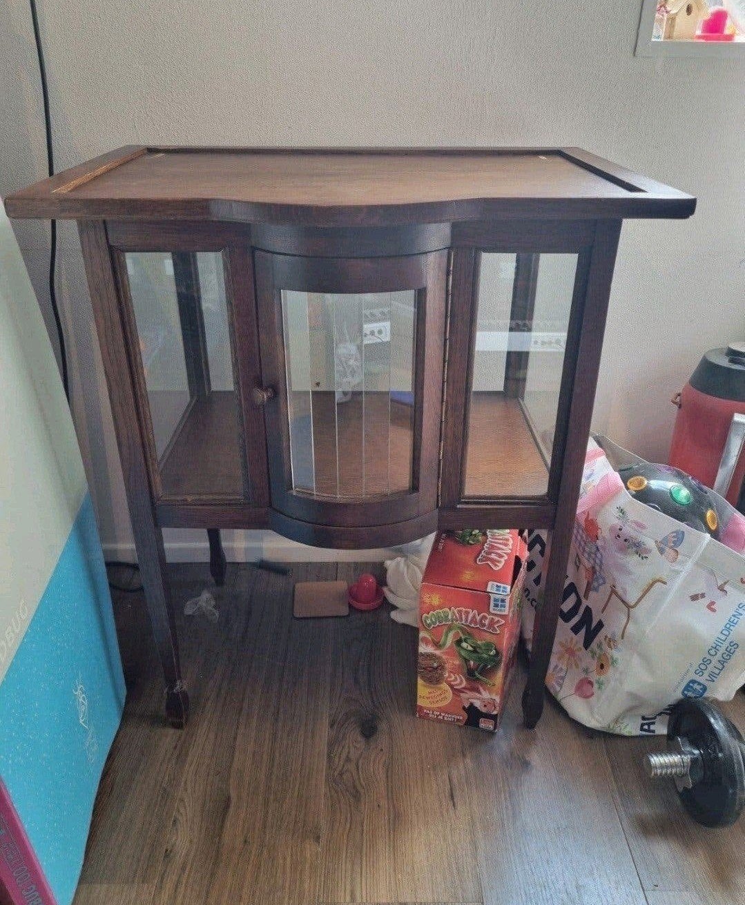 oud theekastje, Huis en Inrichting, Kasten | Vitrinekasten, Ophalen, 50 tot 100 cm, Zo goed als nieuw, Minder dan 100 cm