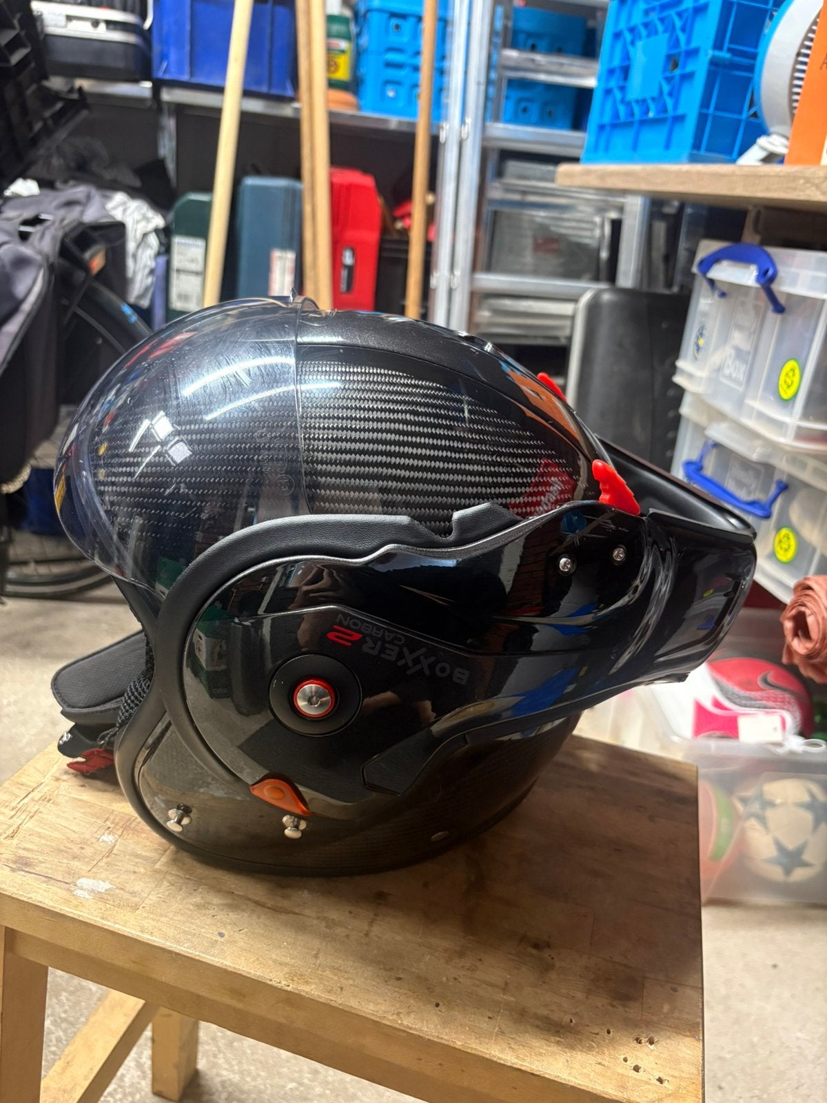 Boxxer roof R09 carbon black maat m, Motoren, Ophalen of Verzenden, Tweedehands, Systeemhelm, Overige merken