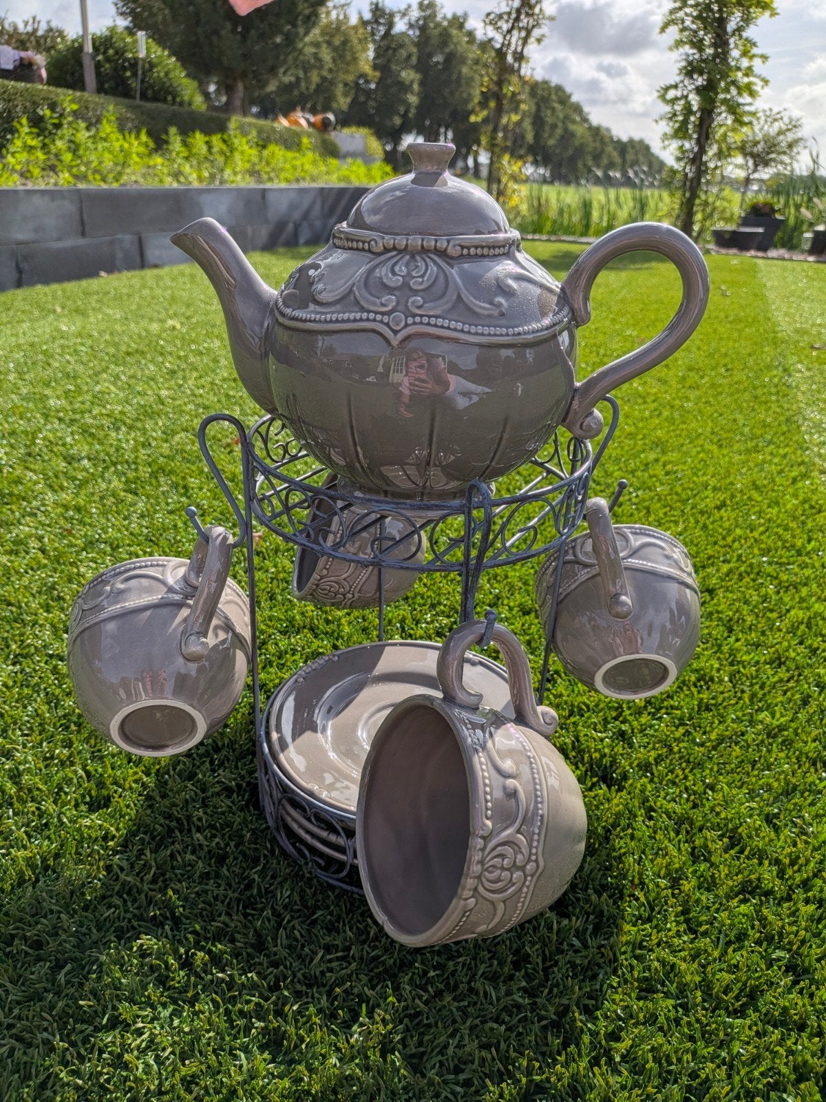 Theepot met kopjes Countryfield, Huis en Inrichting, Overige merken, Keramiek, Landelijk/Boerenbont, Ophalen of Verzenden