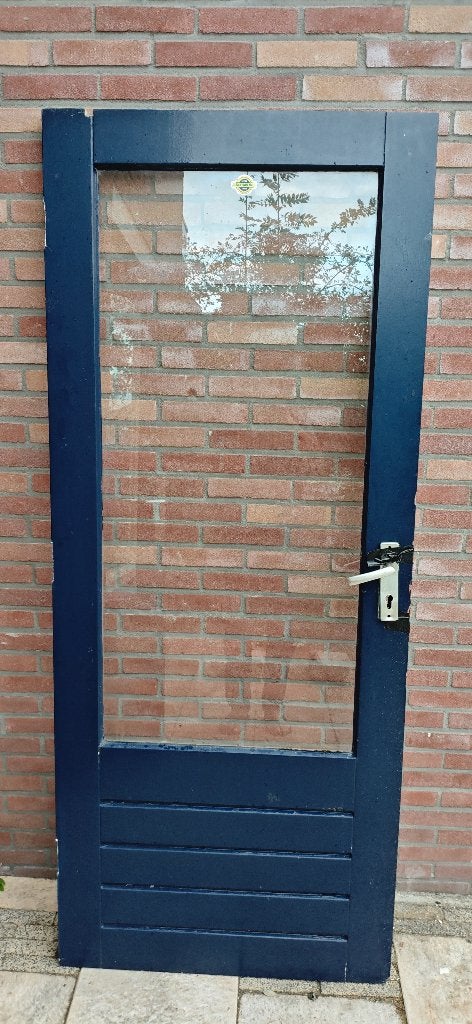 Gratis: Buitendeur 83x201 met glas - slot beschadigd, Doe-het-zelf en Verbouw, Deuren en Horren, Ophalen, Gebruikt, 80 tot 100 cm