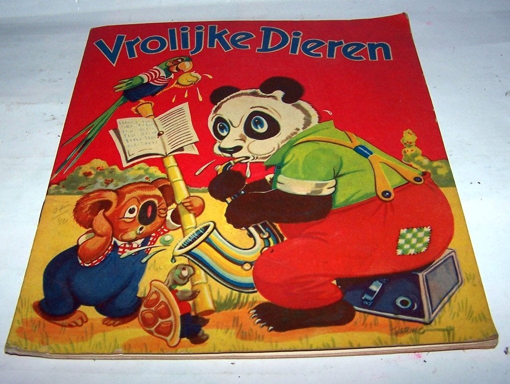 Vrolijke Dieren- prachtig vintage jaren '50 prentenboek., Antiek en Kunst, Ophalen of Verzenden