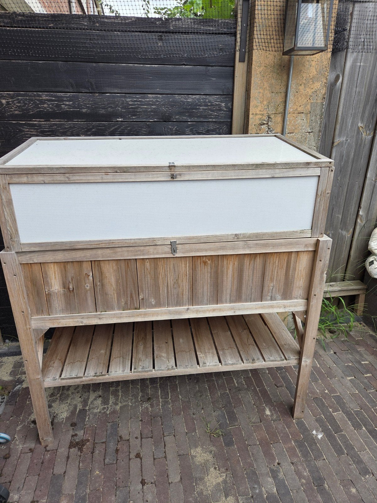 Houten moestuinbak met kweekkap, Ophalen, Gebruikt, Kweekbak