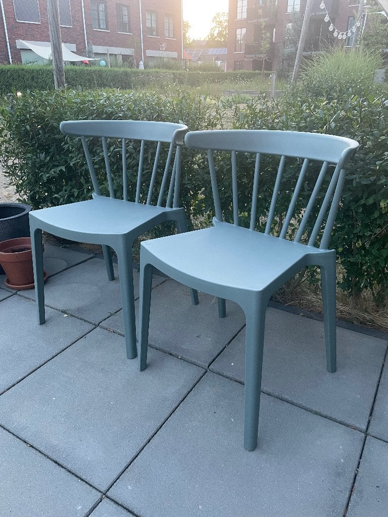 2x WOOOD tuinstoel Bliss met spijlen jadegroen kunststof, Huis en Inrichting, Stoelen, Ophalen, Kunststof, Twee, Overige kleuren
