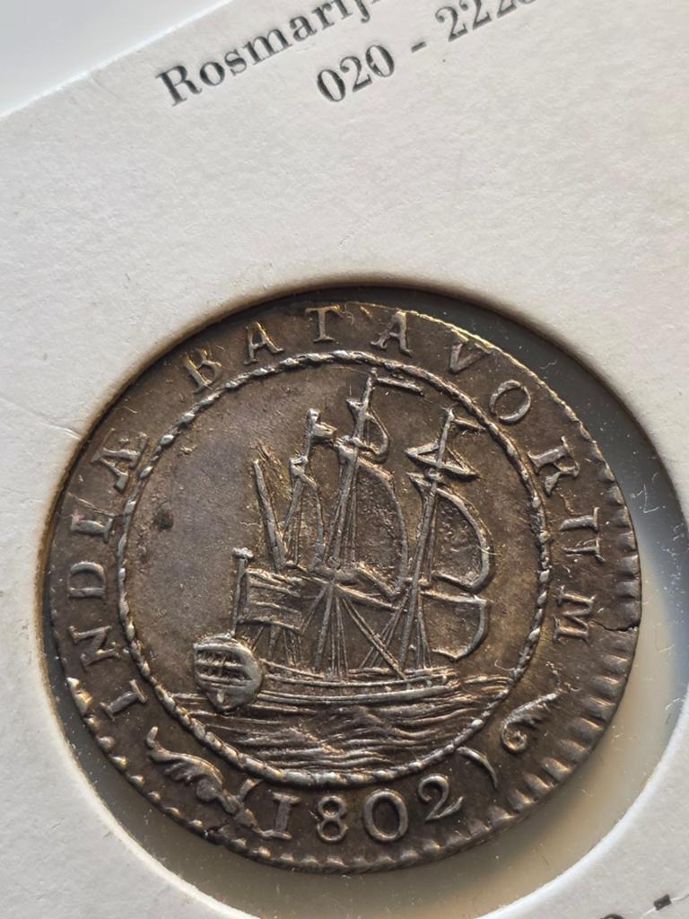 1/4 Gulden VOC munt 1802 - Batavia Republiek, ½ gulden, Vóór koninkrijk, Zilver, Ophalen of Verzenden