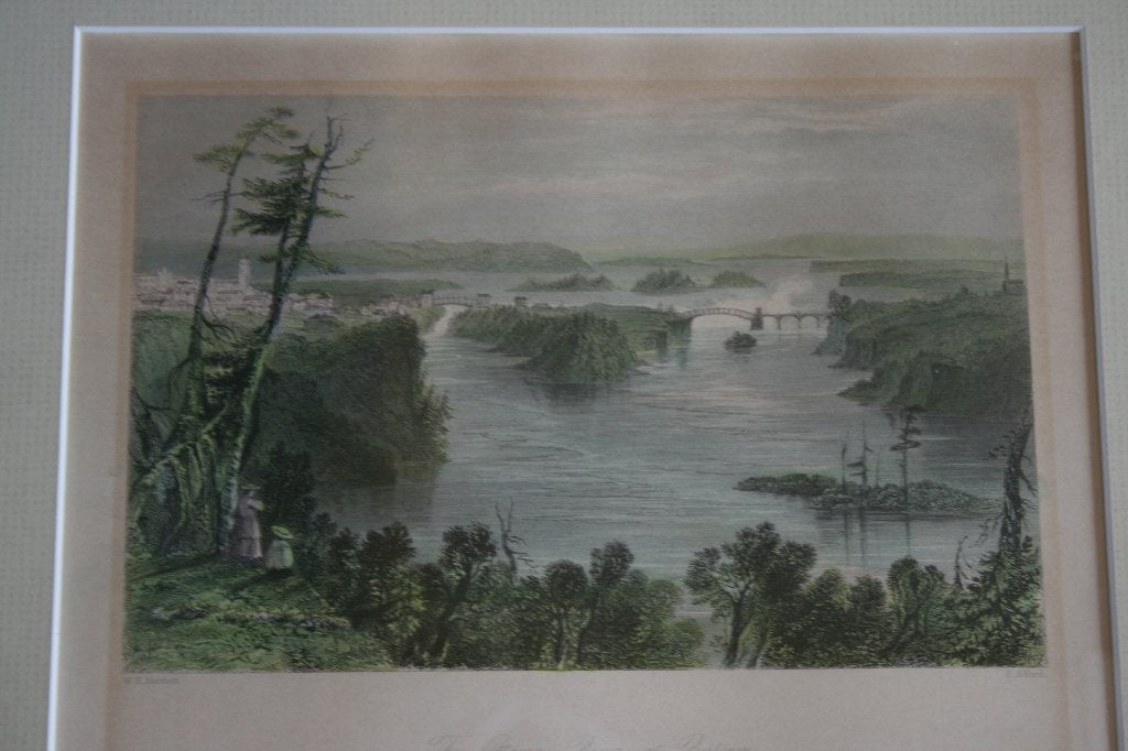 Antieke gekleurde staalgravure Ottowa Canada 1840, 31 cm, 33 cm, 1800 - 1899, Ophalen of Verzenden