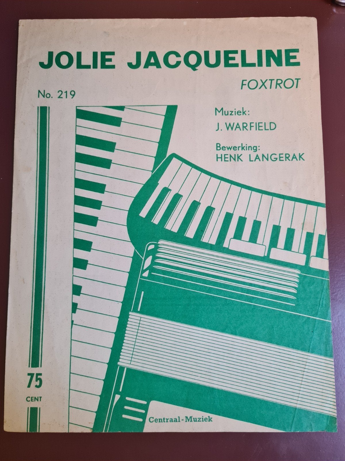 Jolie Jacqueline Foxtrot - Bladmuziek J. Warfield, Gebruikt, Accordeon, Ophalen of Verzenden, Artiest of Componist
