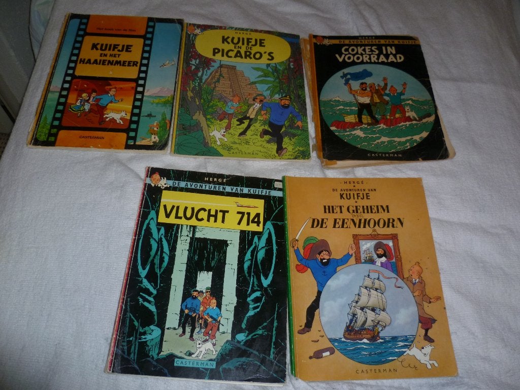5 stripboeken van Kuifje, Meerdere stripboeken, Ophalen of Verzenden, Gelezen