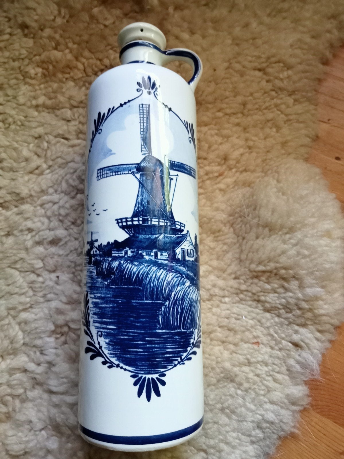 Vintage stenen handgeschilderde Delfts blauwe kruik, Ophalen of Verzenden