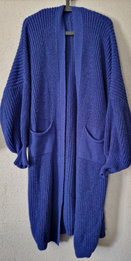 Oversized knitted langer vest Maat 42/48, Zo goed als nieuw, Verzenden, Blauw, Nvt