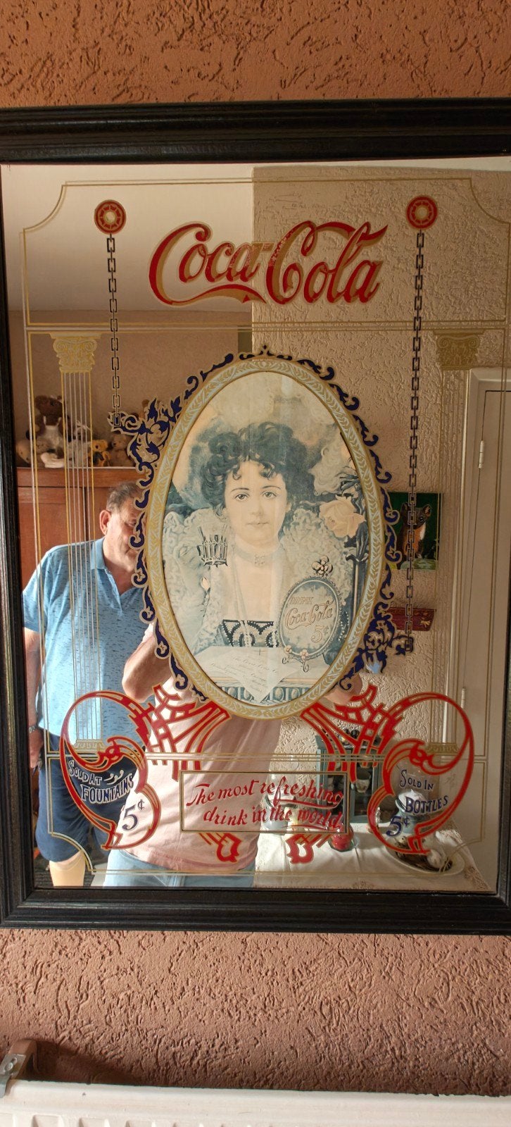 Vintage Coca-Cola reclame spiegel, Ophalen, Rechthoekig, 50 tot 100 cm, Minder dan 100 cm