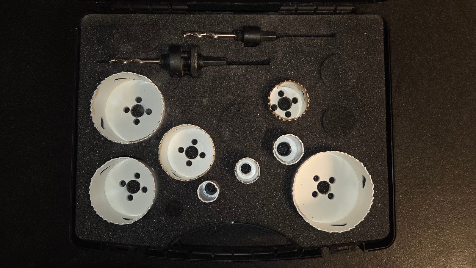 Hardmetalen Gatenzaag set 10-delig (22mm-83mm), Ophalen of Verzenden, Gebruikt, Zaag, Overige merken