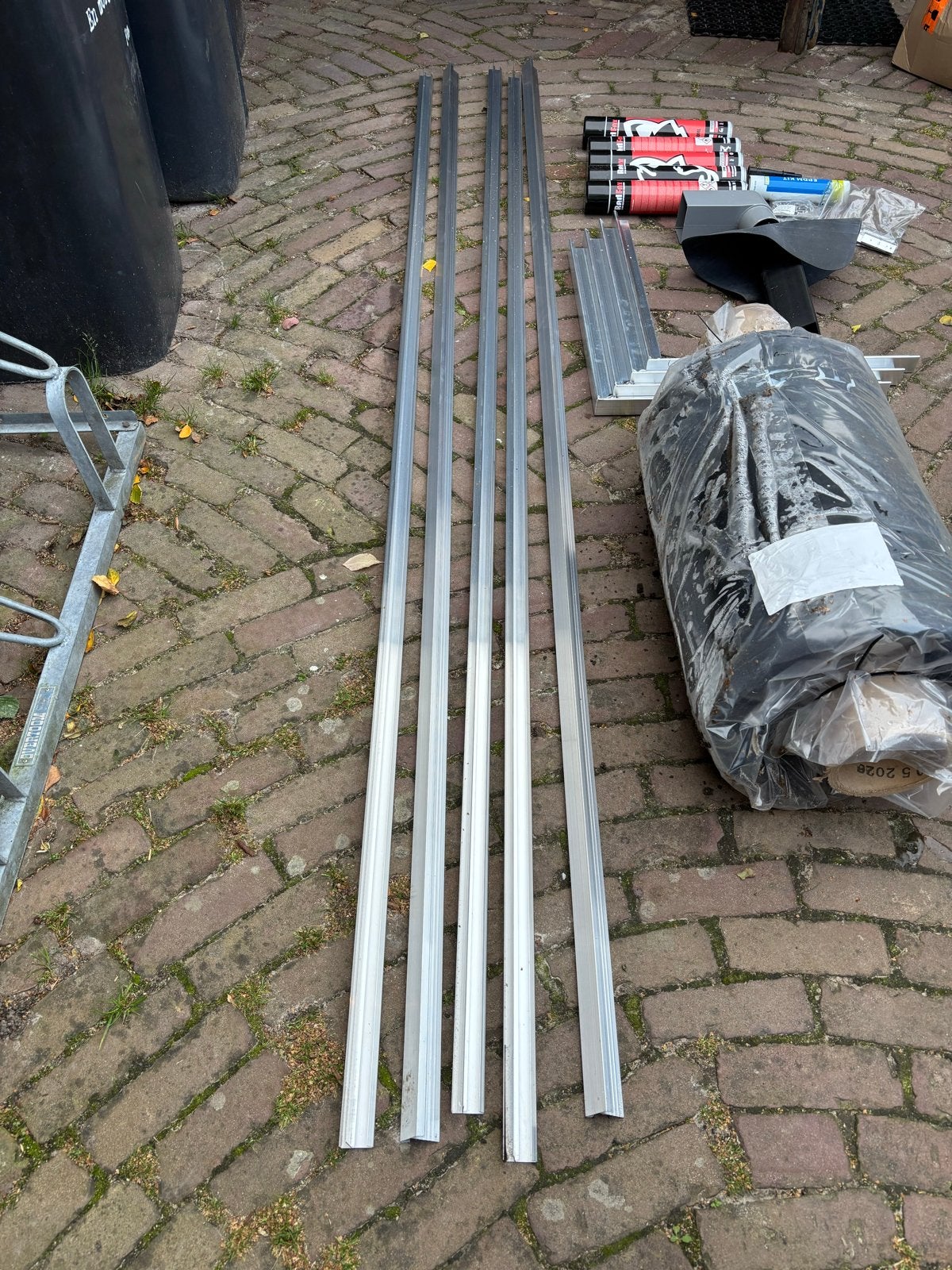 EPDM dakbedekking 4x7m met daktrimmen en toebehoren, Ophalen, Kunststof, Zwart, Nieuw