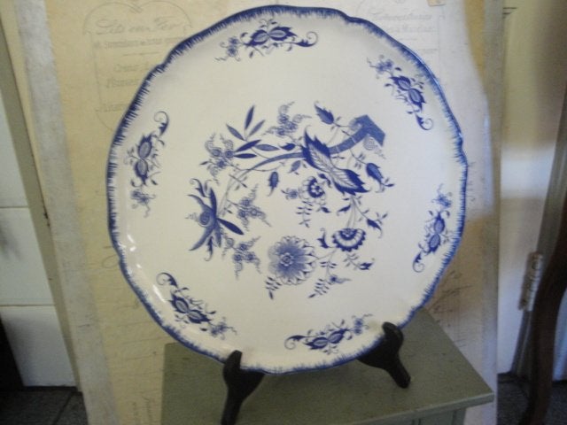frans bord blauw met wit geschulpte rand lancaster, Ophalen of Verzenden
