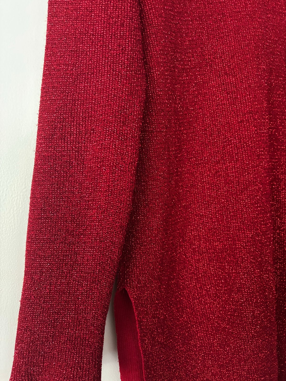 Rode glitter trui/tuniek met V-hals en zijsplitten, Ophalen of Verzenden, Nieuw, Maat 42/44 (L), Rood