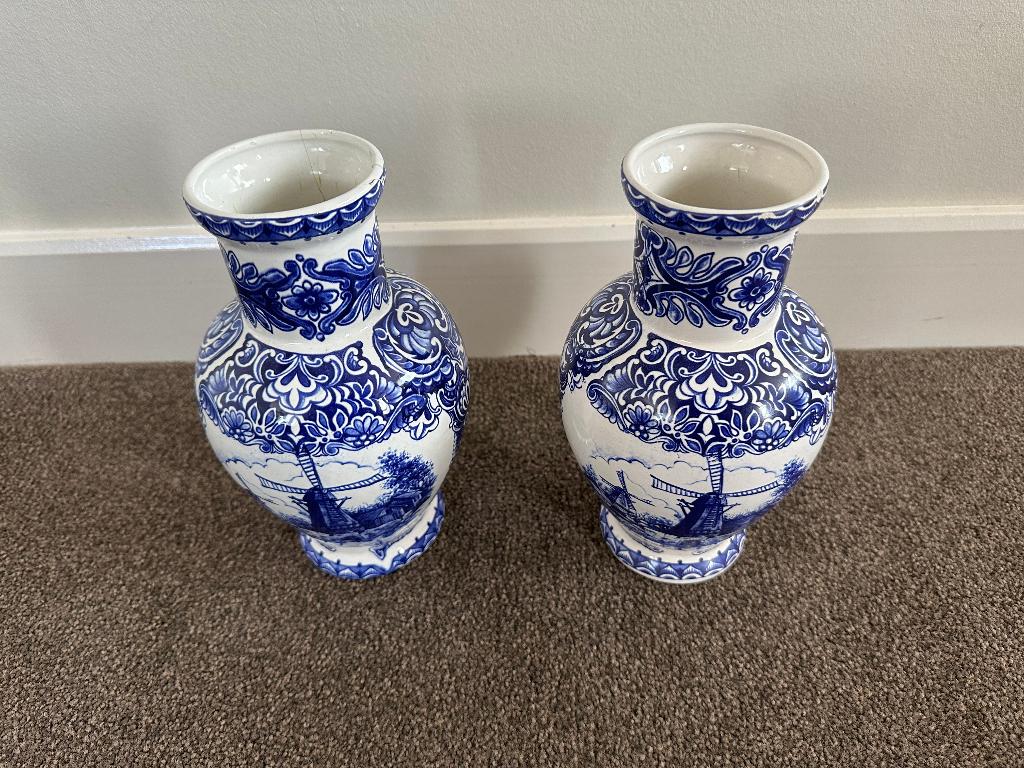 TWEE MOOIE Prachtige Antieke Blauwe Vazen !!, Antiek en Kunst, Ophalen of Verzenden