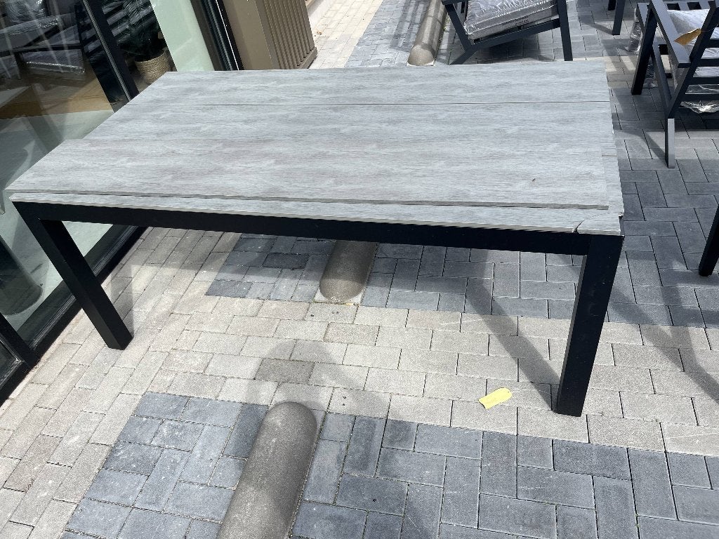 Tuintafel Cyprus 160x90cm | Grey | Polywood & Aluminium, Tuin en Terras, Tuintafels, Ophalen, Zo goed als nieuw, Rechthoekig, Aluminium