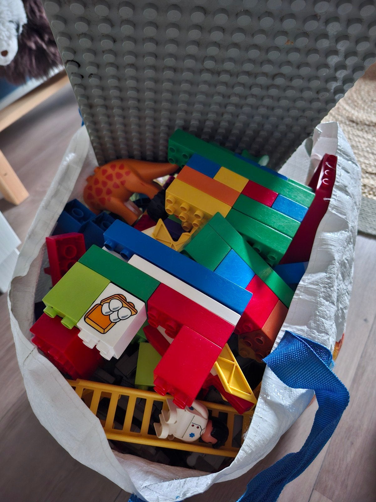 Grote zak met diverse Duplo blokken en figuren, Ophalen, Inclusief minifiguren, Gebruikt, Duplo