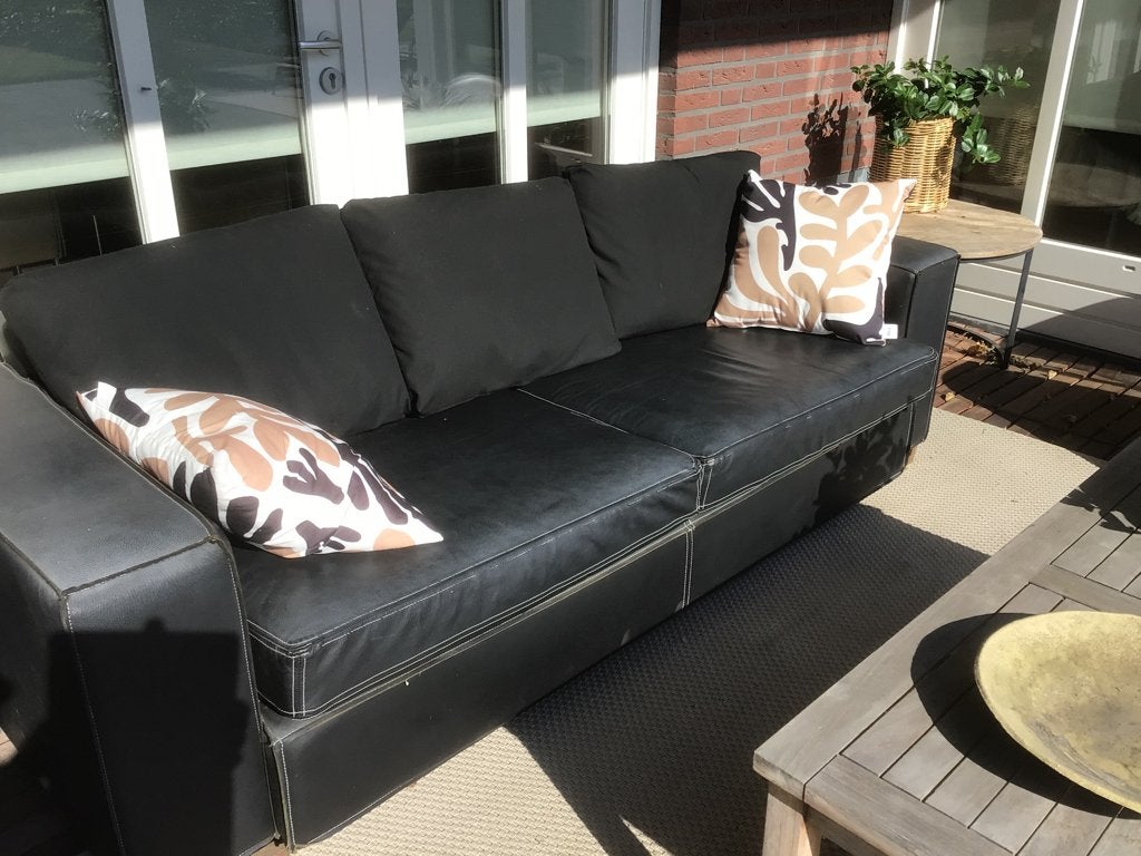 Zwarte leren loungebank voor waranda, Ophalen