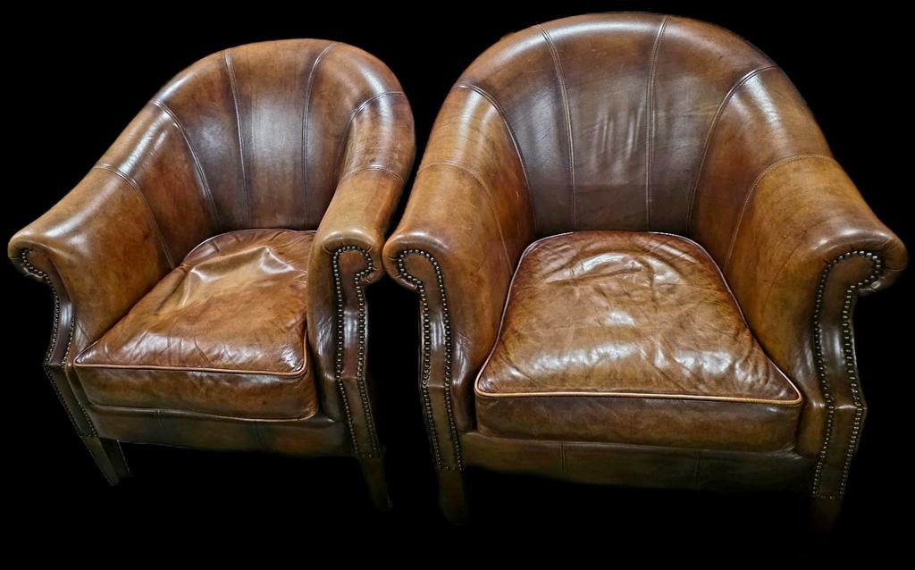 2x Chesterfield club fauteuils Bendic + Bezorging Gratis, Gebruikt, 75 tot 100 cm, Ophalen of Verzenden, Onbekend