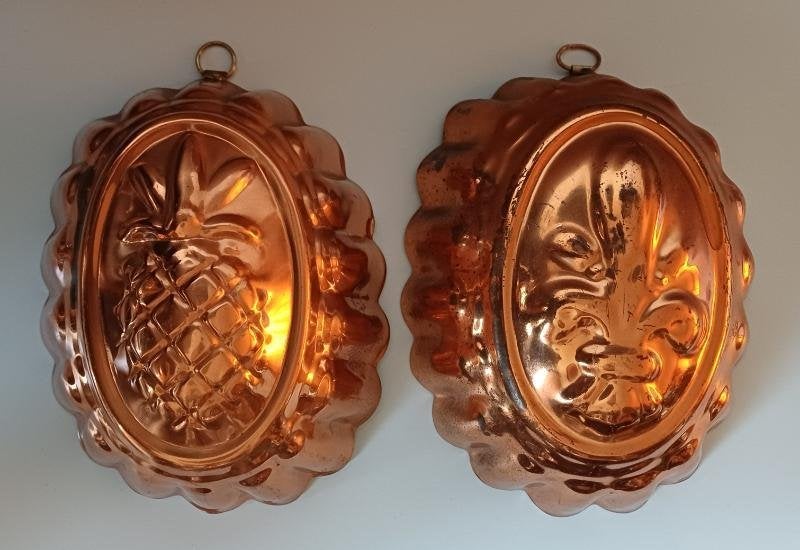 2 Rood koperen cake/taartvormen, Ophalen of Verzenden, Koper