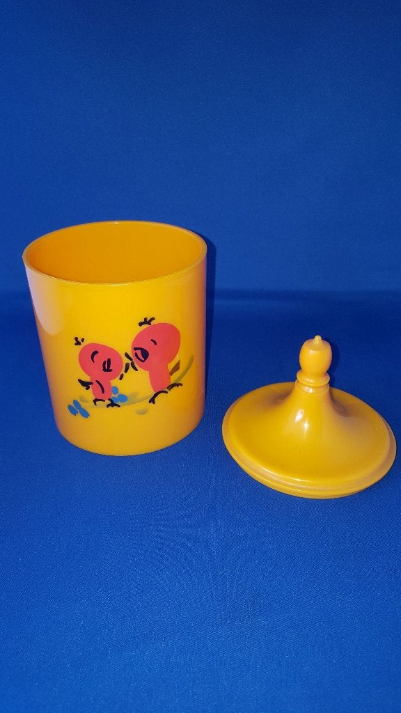 Retro oranje bewaarpotje, babypotje, eendjes motief. 1A24, Tweedehands verkoop, Tweedehands verkoop, Gebruikt, Ophalen of Verzenden