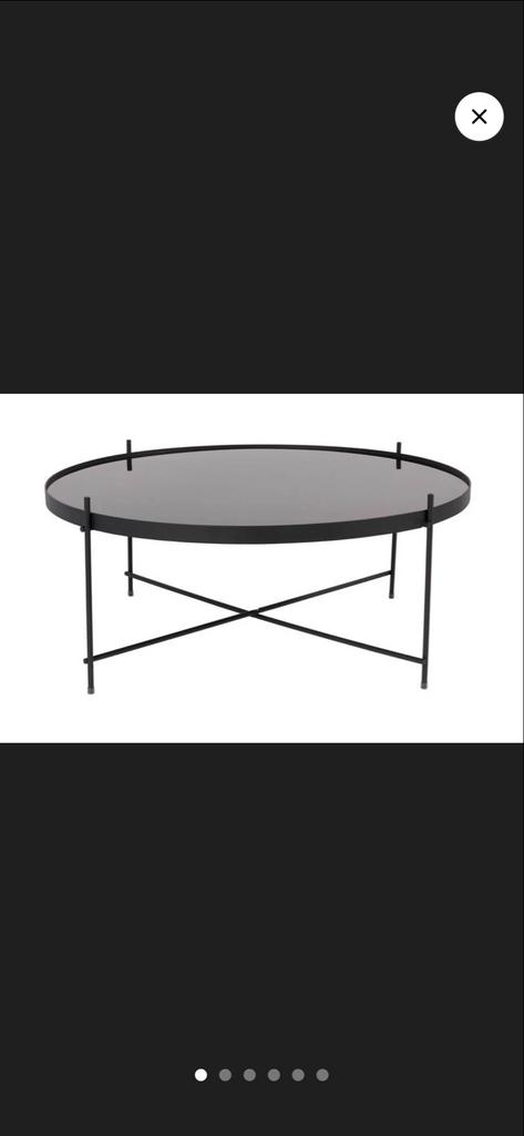 Stijlvolle Zwarte Salontafel met Glazen Blad, Rond, Minder dan 50 cm, 50 tot 100 cm, Ophalen of Verzenden