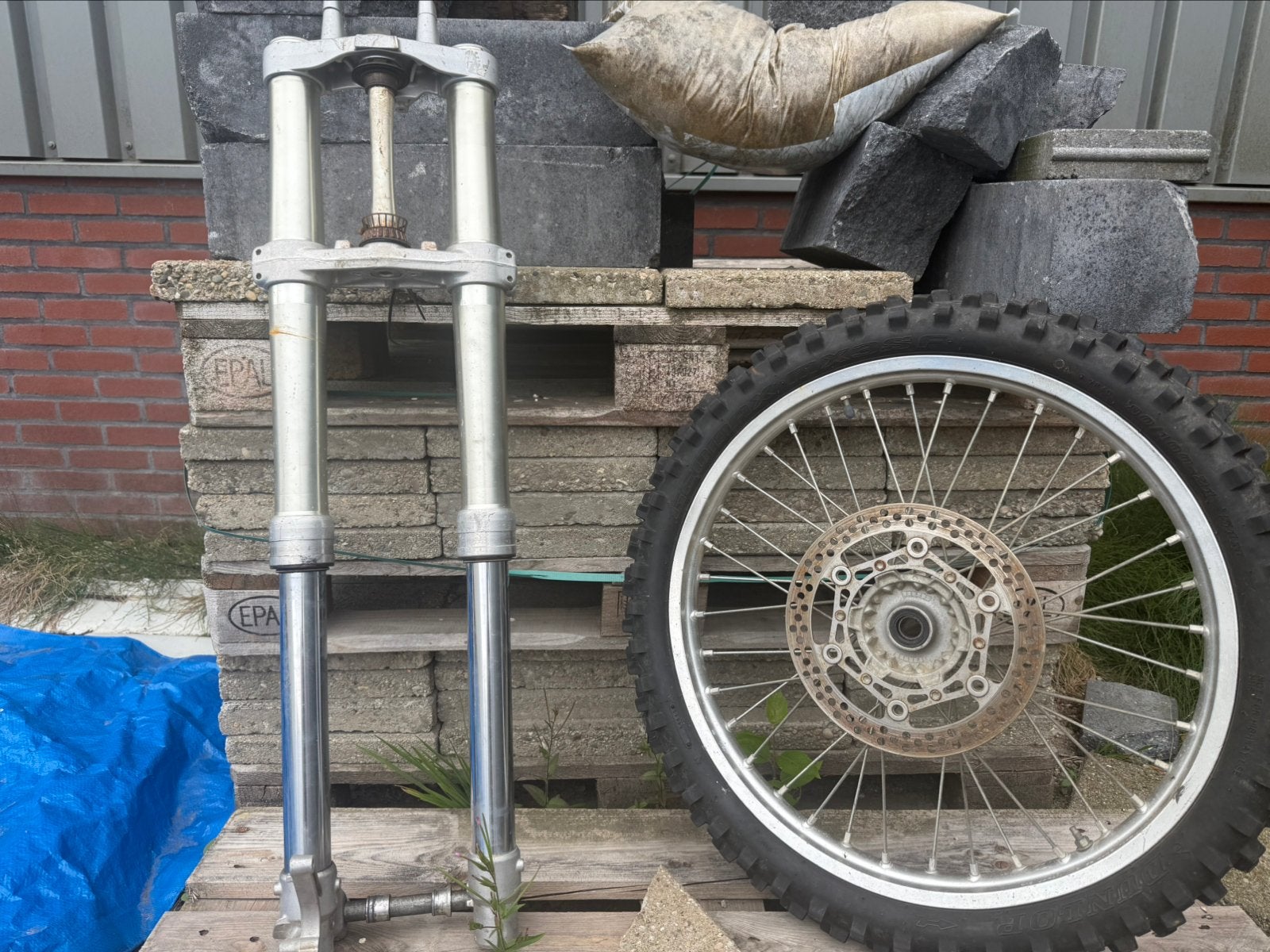 Crossmotor voorvork voorwiel triple clamp kx cr yz rm, Motoren, Ophalen of Verzenden