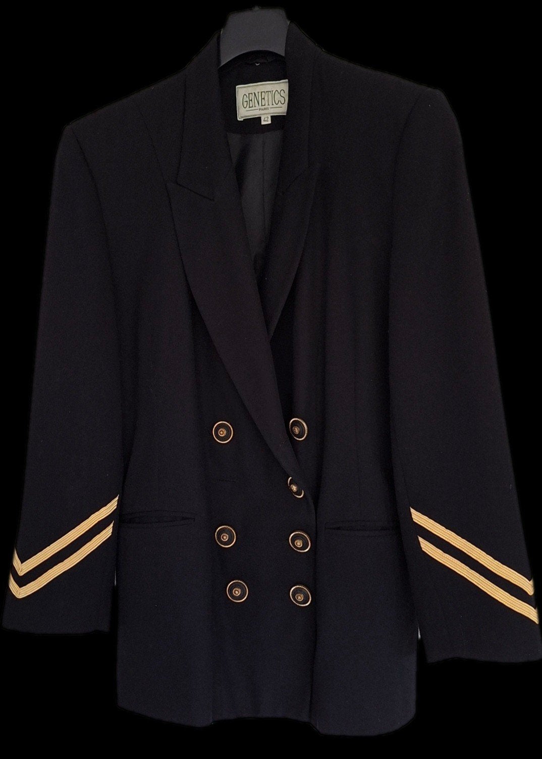 VINTAGE80/90 MARINE/NAUTIC BLAZER SAINT LAURENT/BALMAIN STYL, Ophalen, Zo goed als nieuw, Maat 38/40 (M), Blauw
