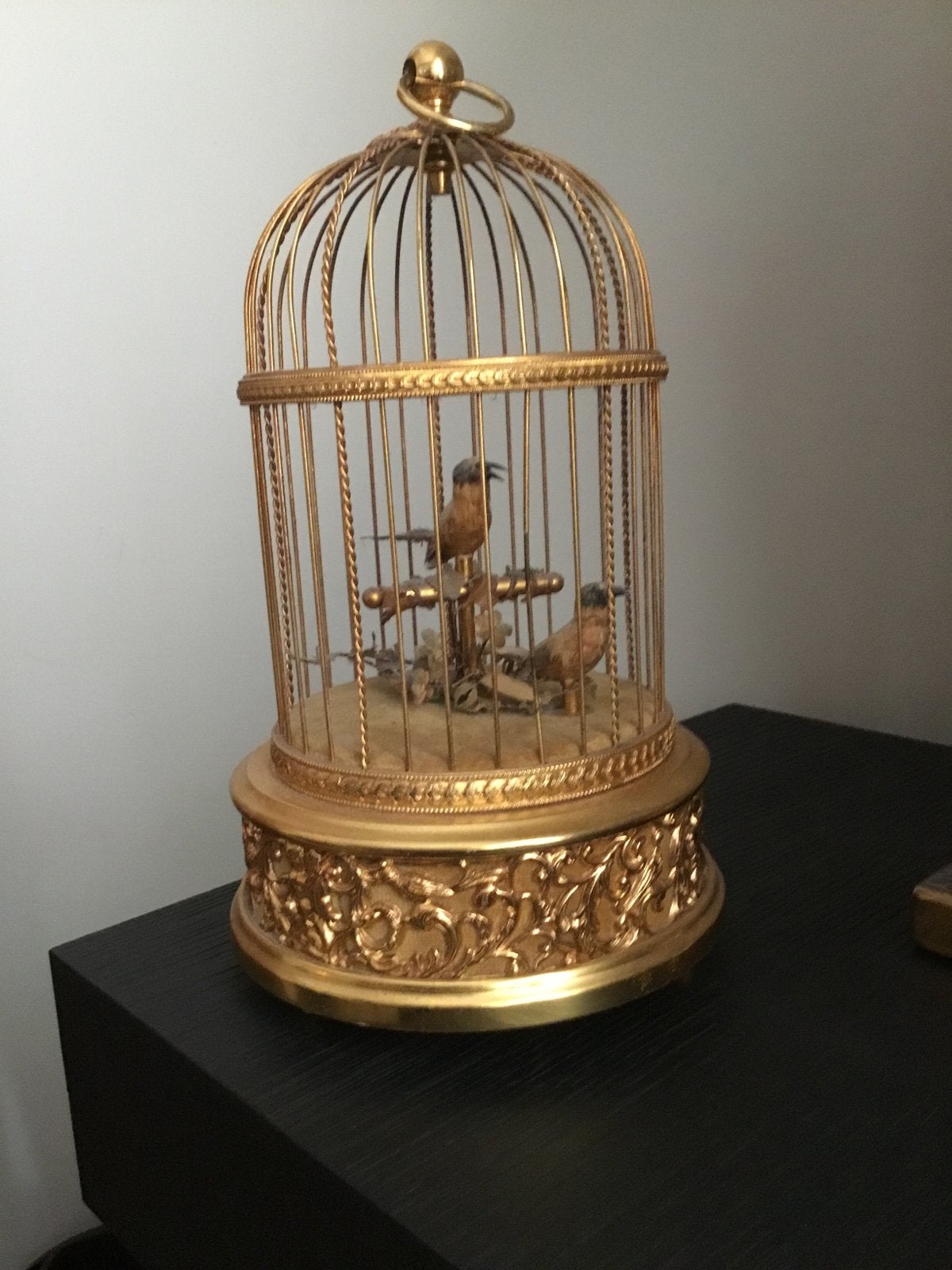 Reuge Zwitserse Vergulde Vogelkooi Speeldoos met 2 Vogels, Ophalen of Verzenden