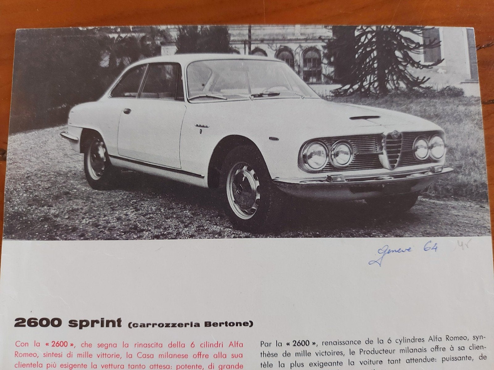 Alfa Romeo 2600 Sprint folder sheet, Ophalen of Verzenden, Zo goed als nieuw, Alfa Romeo