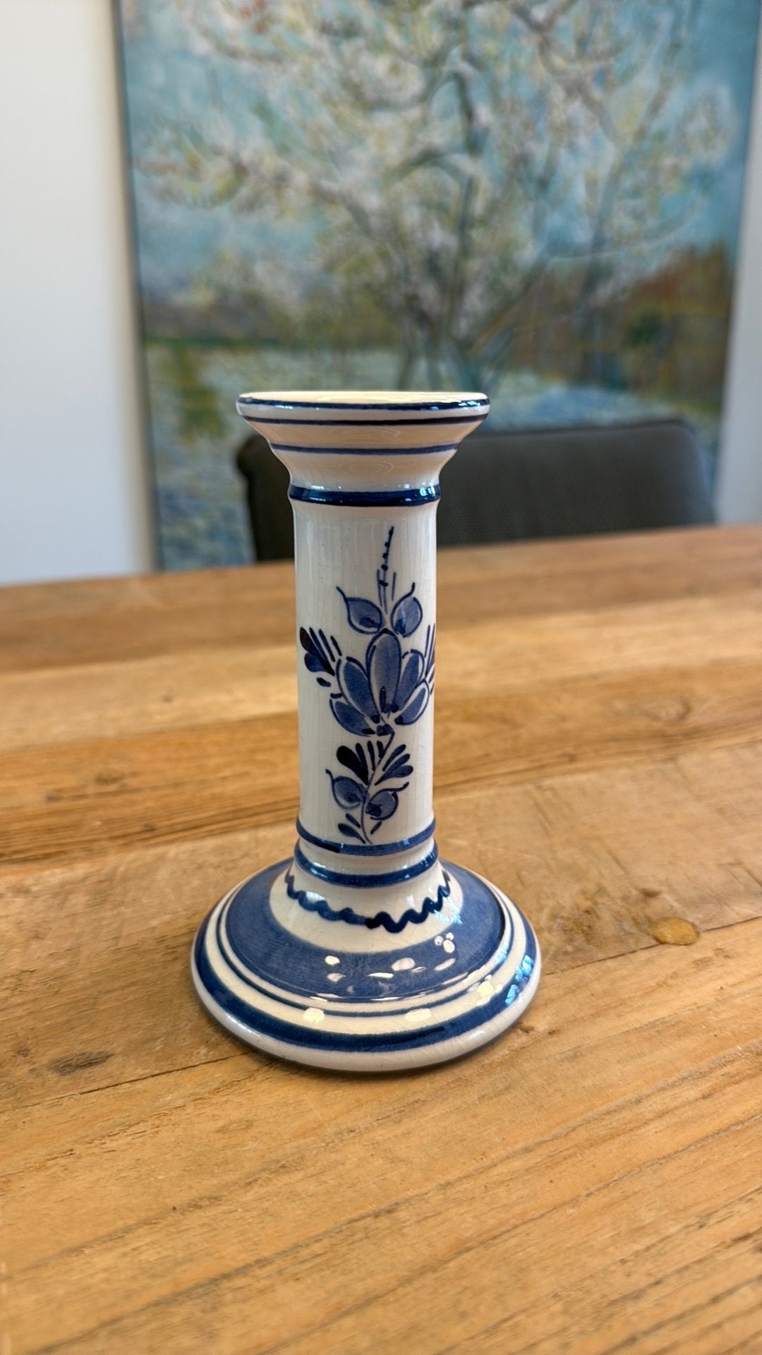 Delfts blauw handgeschilderde kaarsenhouder, Antiek en Kunst, Ophalen of Verzenden, Keramiek of Aardewerk